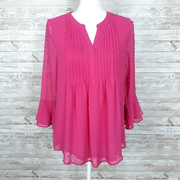 Charter Club Tops - Charter Club Blouse S Pink Top Sheer Sleeves 561
